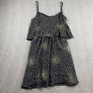 Forever 21 Contemporary Women's S Small Black Gold‎ Polka Dot Tiered Mini Dress